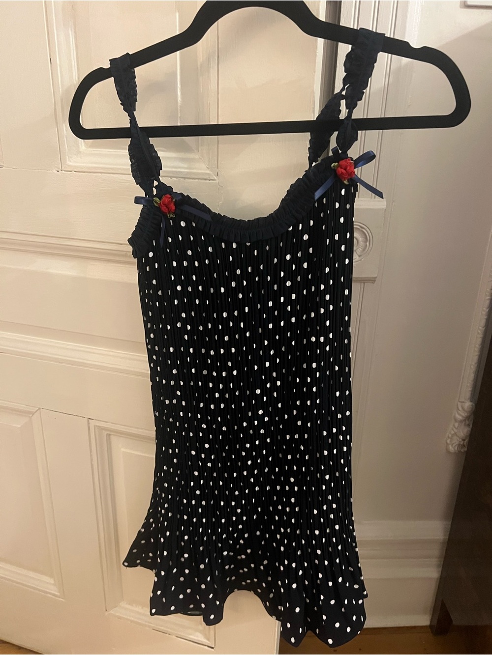 Danielle Guizio Navy Polka Dot Sundress